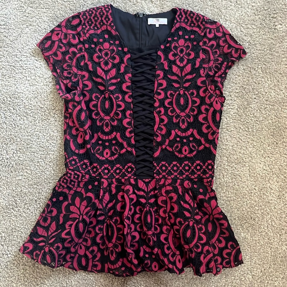 Parker Medium Burgundy Peplum Top